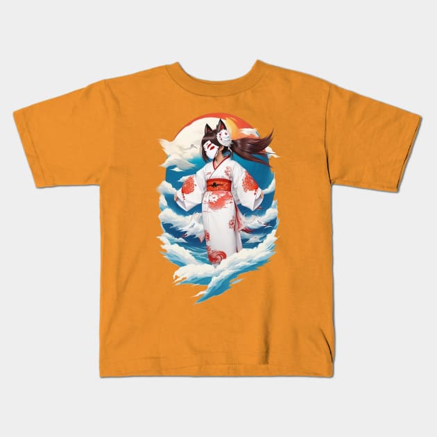 Traditional Kimono Girl 02 Kids T-Shirt by KawaiiDread